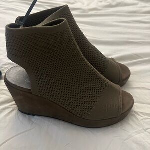 Eileen Fisher Peep Toe / Open Heel Knit Wedge